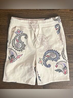 GAP Cream Paisley Drawstring Athletic Shorts with Navy & Pink Accents